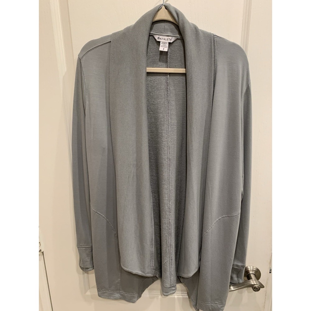 Athleta Gray Wrap At Leisure Cozy Open Front with Pockets-Size SP
